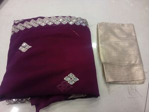 Georgette Saree With Real Mirror