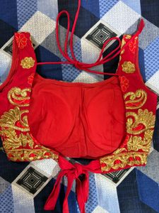 Red & Gold Embroidered Blouse