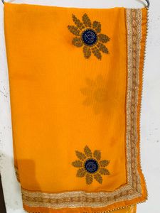 Partywear Yellow Floral Saree
