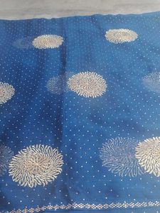 Blue & Gold Embellished Fabric