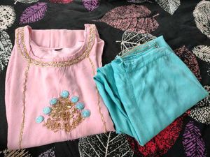 Pink And Firoji Suit