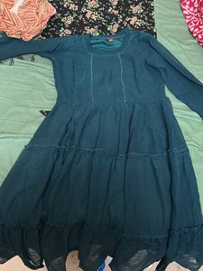 Teal tiered ruffle dress