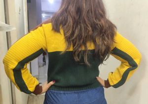 Color Block Ribbed Knit Sweater - M/L