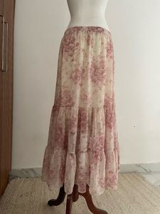 Floral Ruffle Asymmetric Skirt