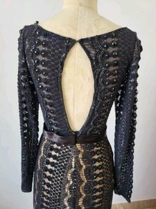 Elegant Black Lace Crochet Gown