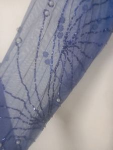 Blue Handwork Net Gown with crush lining, Duppatta