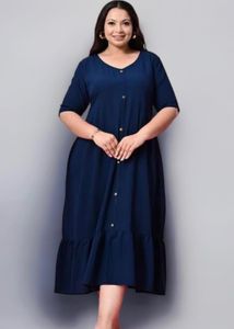 Elegant Navy Blue Midi Dress
