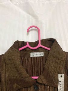 Vintage Pleated Brown Blouse 34/36/38