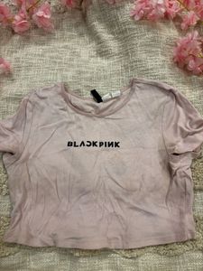 H&amp;M Light Pink MERCH Crop Top - Size Medium