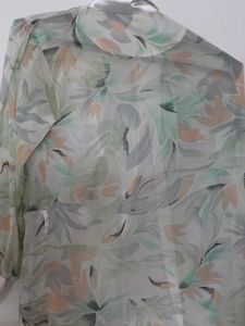 Floral Print Sheer Blouse