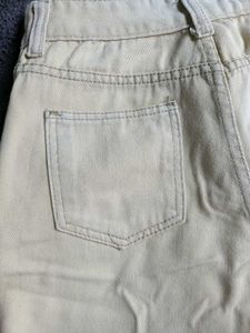Cream High - Waisted Straight Leg Denim Jeans