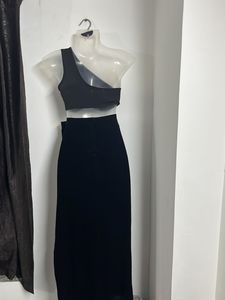Black Velvet Side Slit Skirt