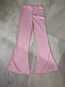 Checked High Waisted Flared Pants