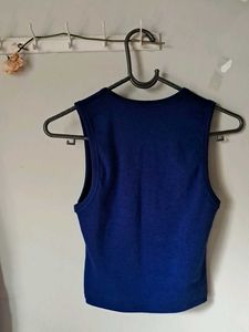 Ribbed Blue Sleeveless Top
