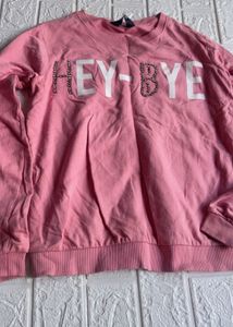 Pink "Hey-Bye" Embellished Sweatshirt