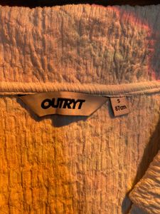 White Textured Crop Top Shirt