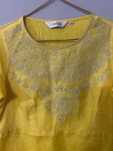 Yellow Embroidered Kurta
