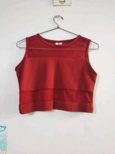 Red Sleeveless Crop Top