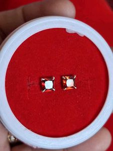 Red Garnet Stud Earrings Silver