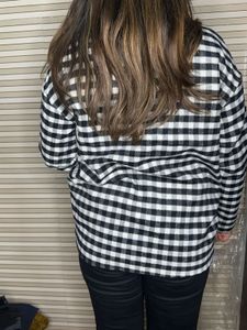 Checkered Black &amp; White Blazer