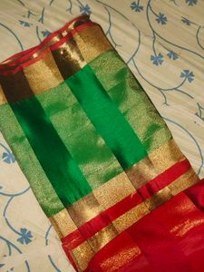 Elegant Red &amp; Green Saree