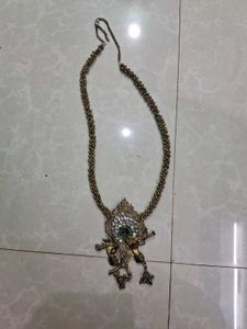 Peacock Feather Shape Necklace... Golden In Colour