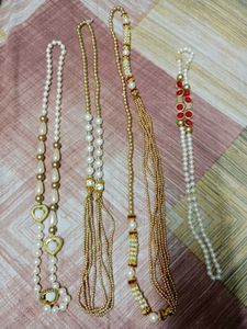 Pearl & Gold Tone Necklace Set