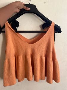 Peach Tie-Strap Knit Tank