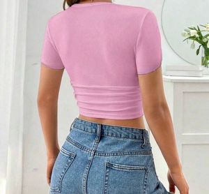 Pink Ribbed Crop Top