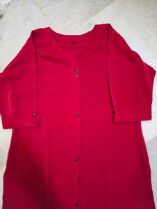 Elegant Red 3/4 Sleeve Tunic Top