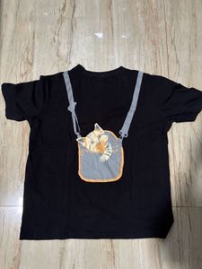 Black T-Shirt with Gray Trim