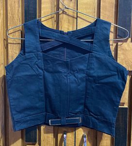 Navy Structured Style Crop Top