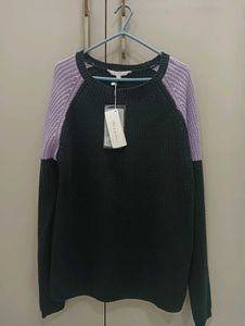 Two-Tone Knit Sweater