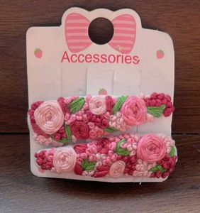 Floral Hand Embroidered Hair Clips