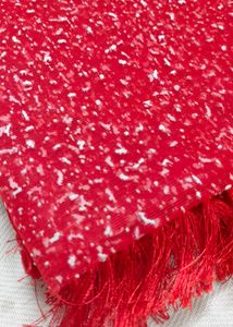 Red & White Fringed Saari