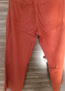Rust-Colored loose feet denim pant