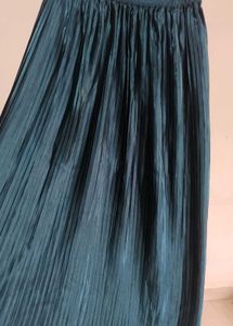 Teal Pleated Long Skirt