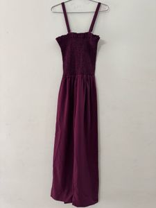 Burgundy Smocked Jumpsuit