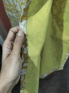 Bunaai Yellow White Block Print Suit Set