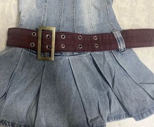 y2k vintage denim belted mini dress🤩