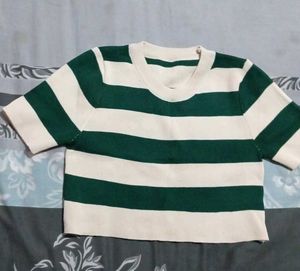 Korean Style Striped Crop Top