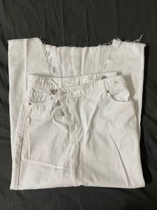 Trending Zara White Denim Maxi Skirt
