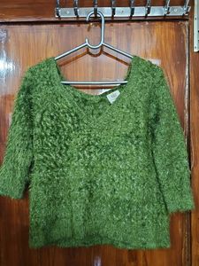 Green Fuzzy Knit Sweater