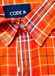 CODE Orange Plaid Full Sleeved Shirt