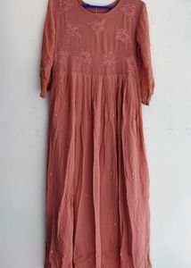 Peach A Line Kurta Set
