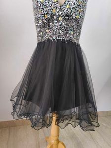 Sparkly Black Tulle Mini Dress