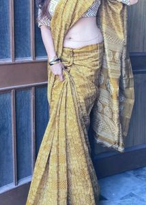 Cotton saree With Attached Blouse Piece
