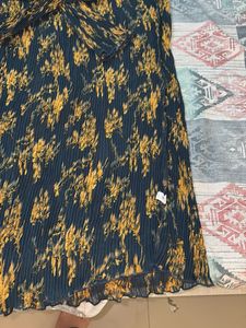 Pleated Floral Print Dress