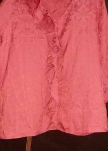 Red Ruffle Blouse Top