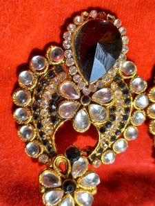 Kundan Earrings Heavy Black